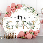 Lofaris Gold Spot Floral Round Baby Shower Backdrop For Girl